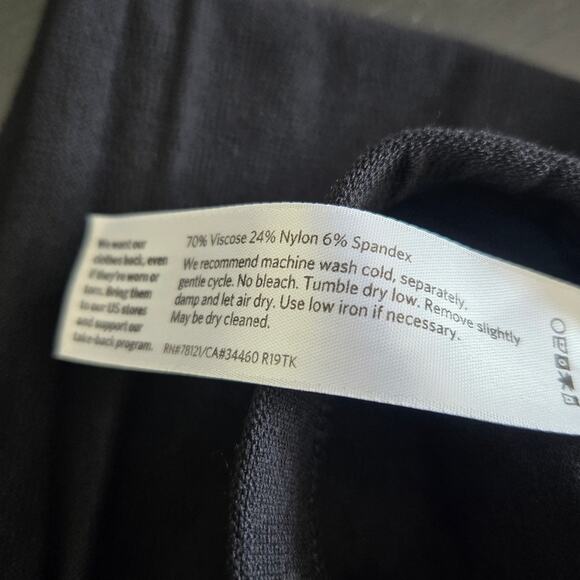 Eileen Fisher Pants Black Elastic Waist Washable Straight Leg Women Large - Picture 8 of 8